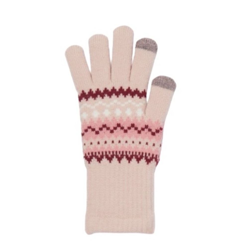 Time And Tru Fair Isle Cherry Blossom Knit Gloves - Picture 3 of 7